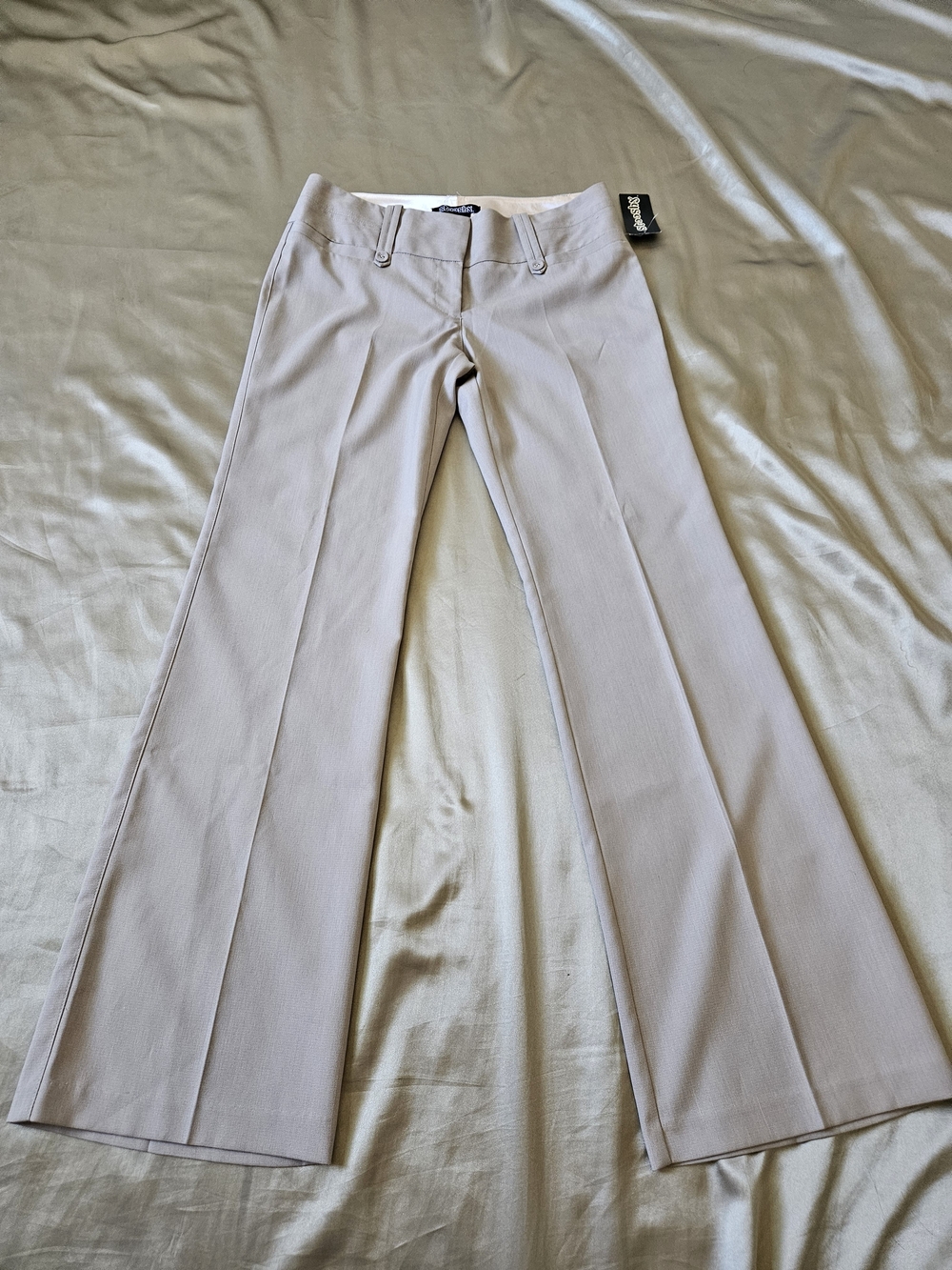 Stooshy Women's Light Beige Boot Cut Dress Pants